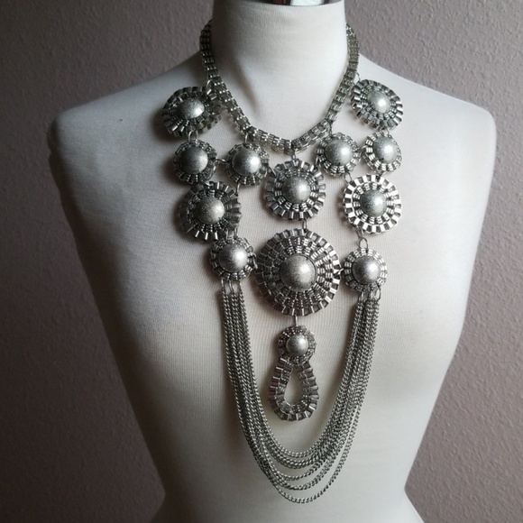 ChicJewelz Jewelry - Long Silver Statement Necklace ChicJewelz Jewelry - Long Silver Statement Necklace
